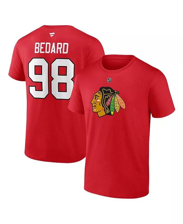 

Мужская футболка Connor Bedard Red Chicago Blackhawks 2023 NHL Draft Authentic Stack с именем и номером игрока Fanatics