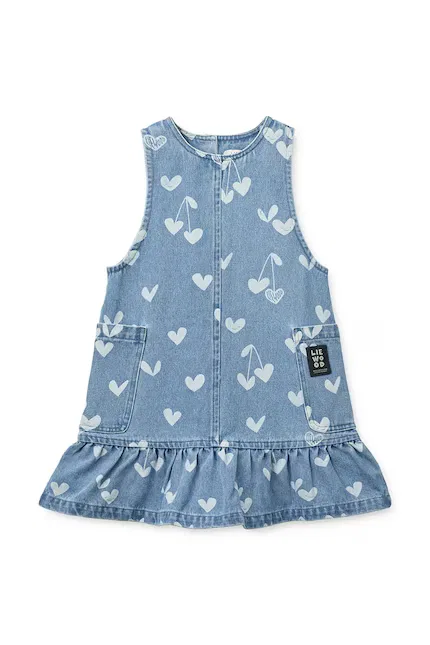 Платье джинсовое Angelica Printed Denim frill Dress Liewood, синий — фото 2