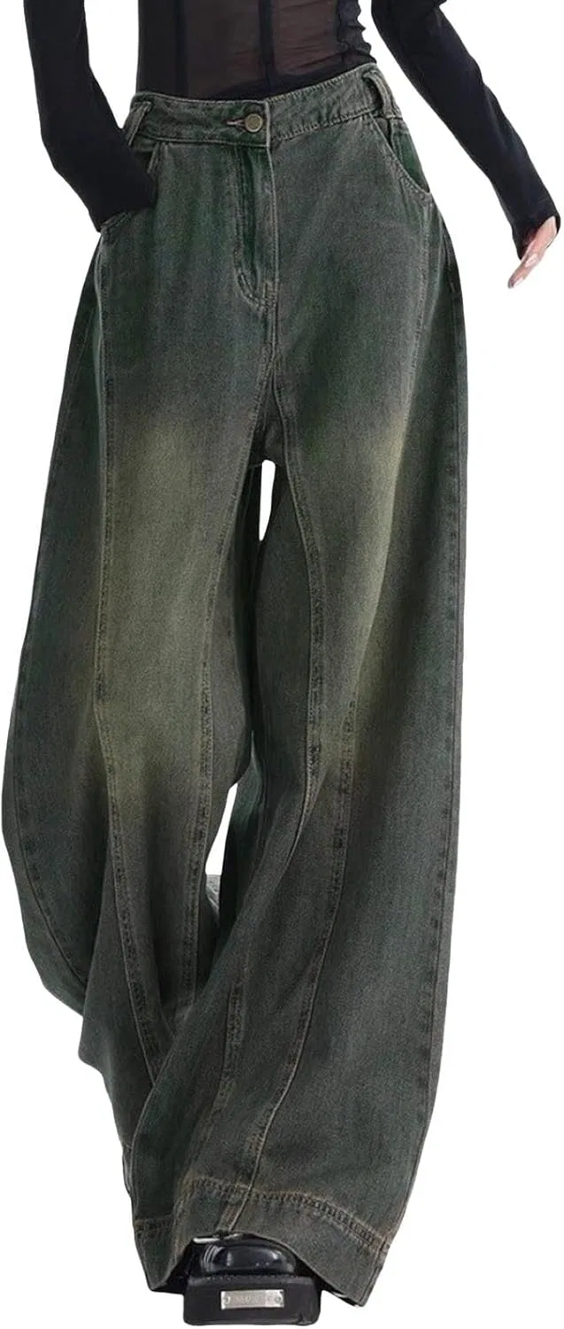Джинсы, высокая талия, Wide Leg, Dark Blue