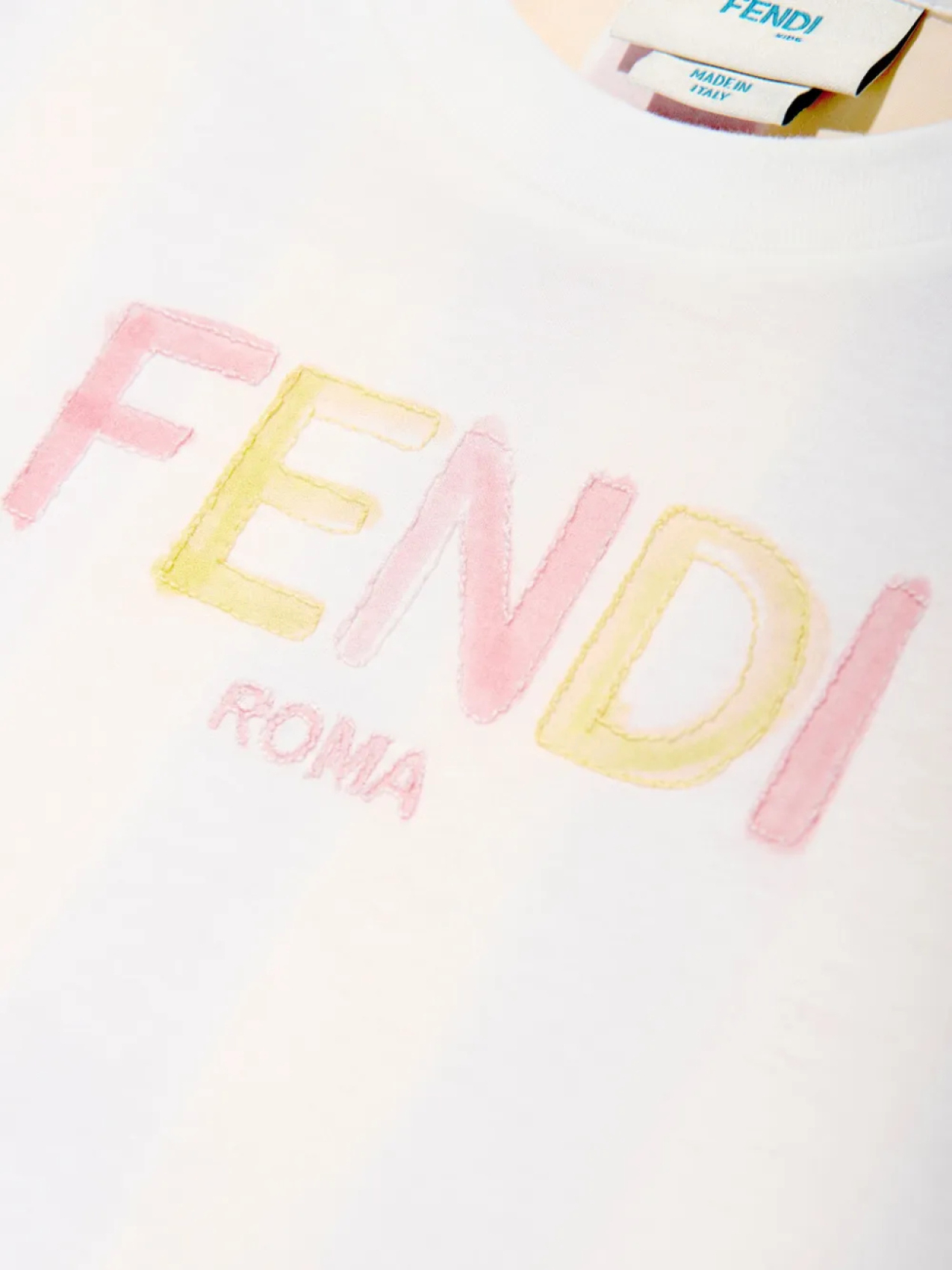 Футболка из хлопка с логотипом Fendi Kids, белый — фото 3
