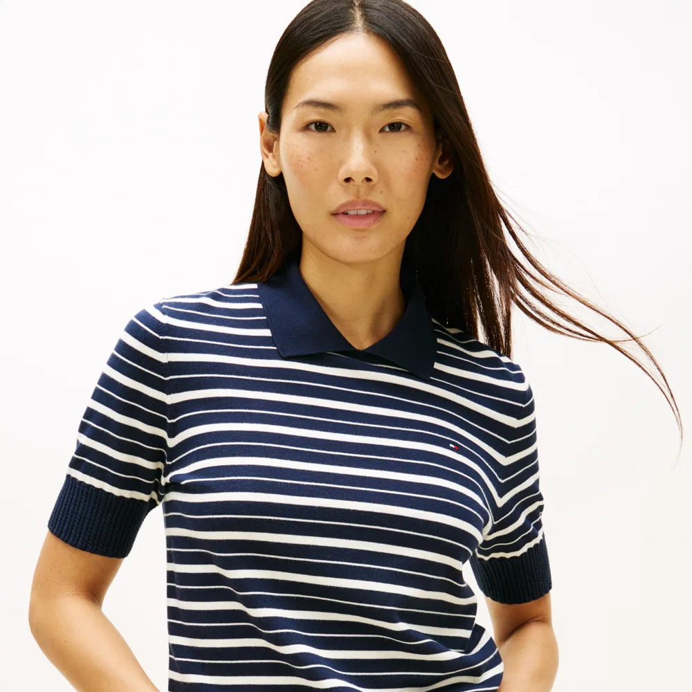 Женский хлопковый джерси-поло свитер тёмно-синий от Tommy Hilfiger Women