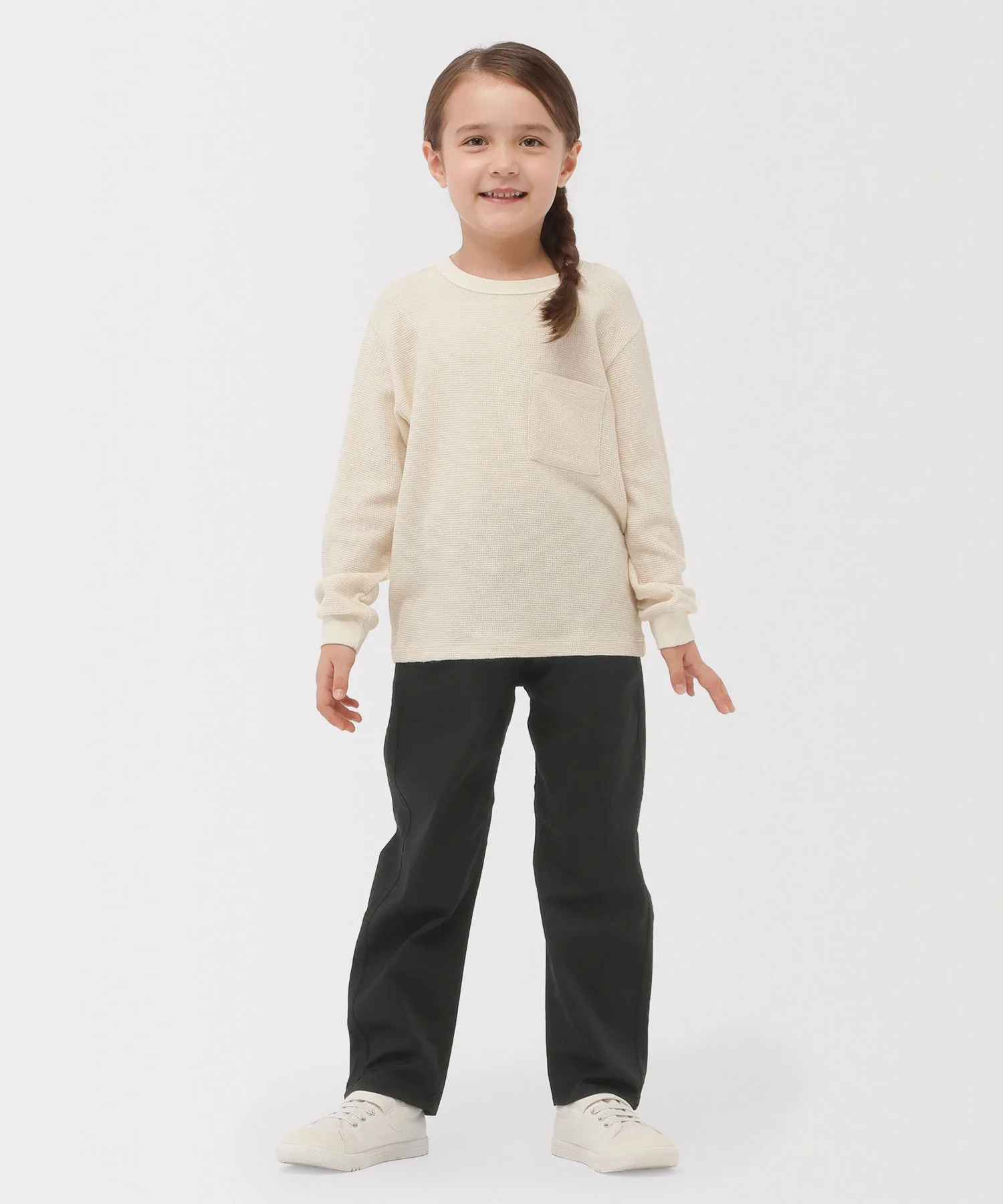 Детские штаны из органического хлопка с эластаном Muji Kids Beige — фото 2