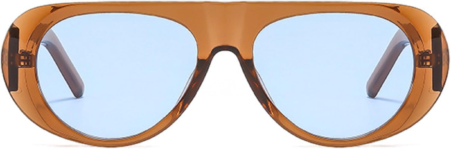 

Модные солнцезащитные очки в ретро-стиле с большой оправой, мужские, с защитой от УФ-излучения, овальной формы, женские, в минималистичном стиле, очки-пилот, размер N45 mincl, Brown Blue