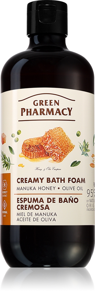 

Пена для ванны с медом манука и оливковым маслом, кремовая консистенция. Green Pharmacy, 500 мл