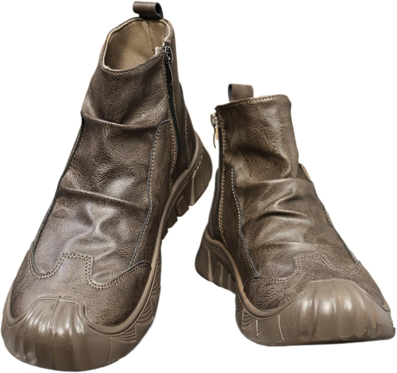 

Мужские высокие кожаные ботинки Челси, длинные, ручной работы, повседневный стиль, без шнурков, с амортизирующей уличной резиновой подошвой, противоскользящие, с пряжкой на щиколотке, мягкая обувь для бизнеса и повседневной носки Houdbdol, корич...