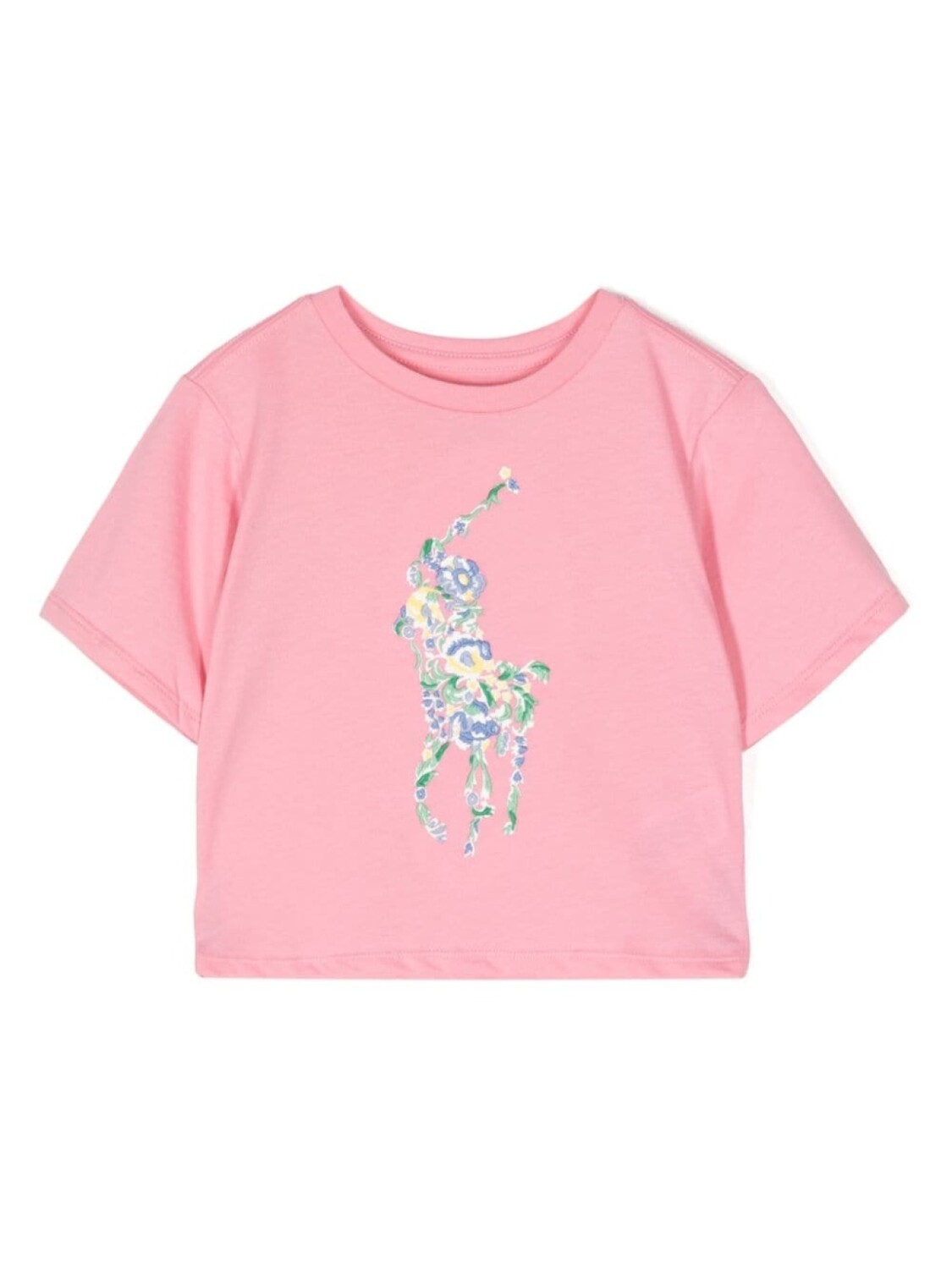 

Хлопковая футболка с цветочной вышивкой Ralph Lauren Kids, розовый