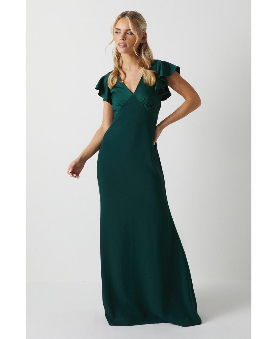 

Укороченное длинное платье подружки невесты с V-образным вырезом Coast, Emerald