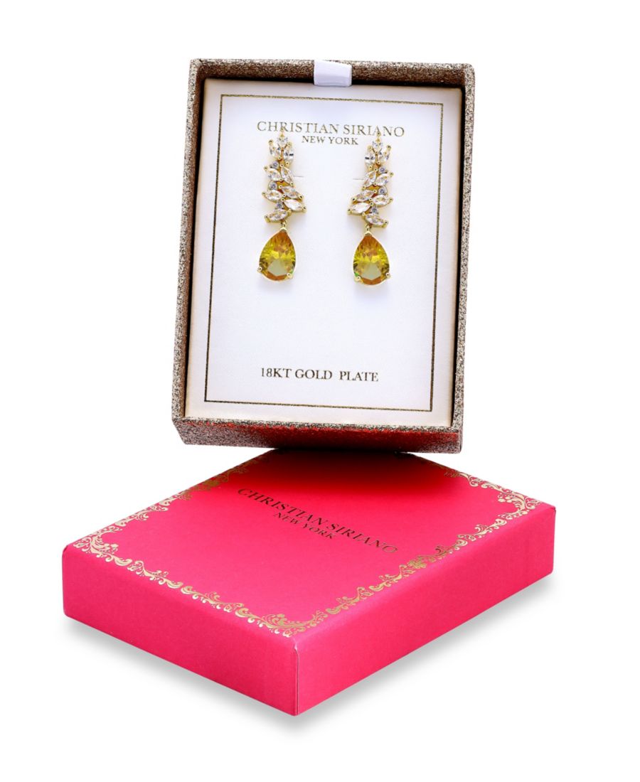 

Позолоченные серьги-подвески с кубическими цирконами огранки маркиз Christian Siriano New York, Yellow