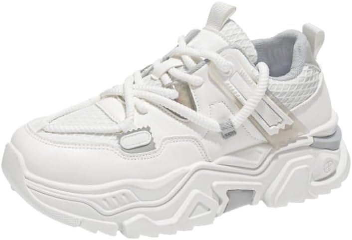 

Мужские легкие кроссовки с амортизирующей подошвой - толстая подошва с поглощением ударов, верх из дышащей ткани, всесезонные кроссовки для спортзала, бега и прогулок - спортивные кроссовки на шнуровке Hhhchpm, белый