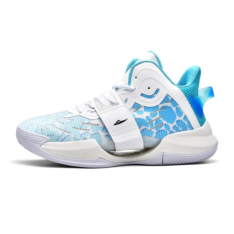 

Kuding Амортизирующие нескользящие баскетбольные кроссовки мид-топ Unisex - White Blue Wave, цвет White Blue Wave