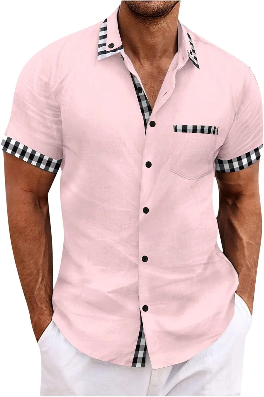 

Мужская льняная рубашка с коротким рукавом Sinzelimin