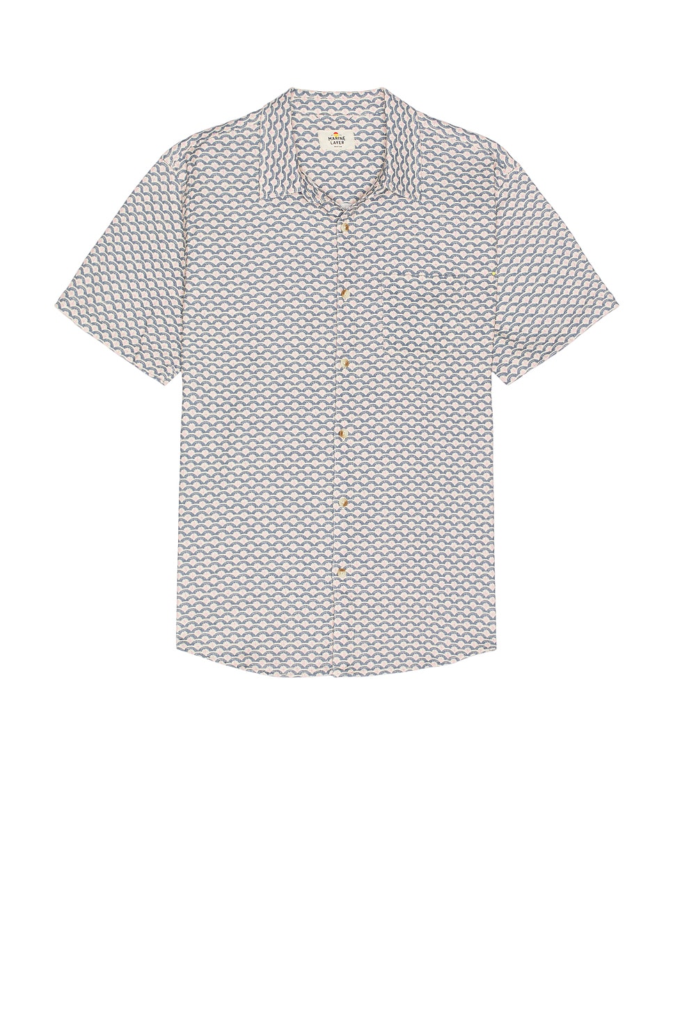 

Классическая рубашка с короткими рукавами из эластичного селвиджа Marine Layer, japanese wave print