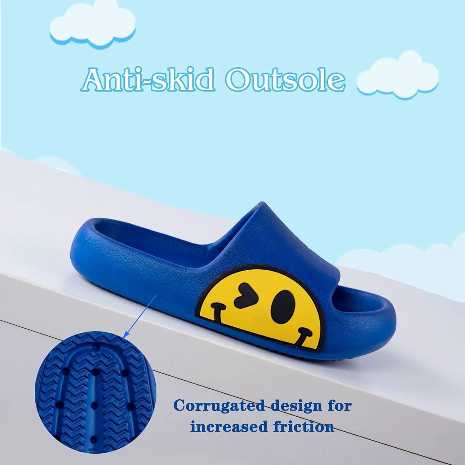Детские слайдеры Guyarns Big Kids Cloud, нескользящие летние пляжные и бассейные сандалии для мальчиков и девочек, сандалии с мультяшным принтом для малышей, домашние и уличные тапочки, обувь для душа, синий — фото 4