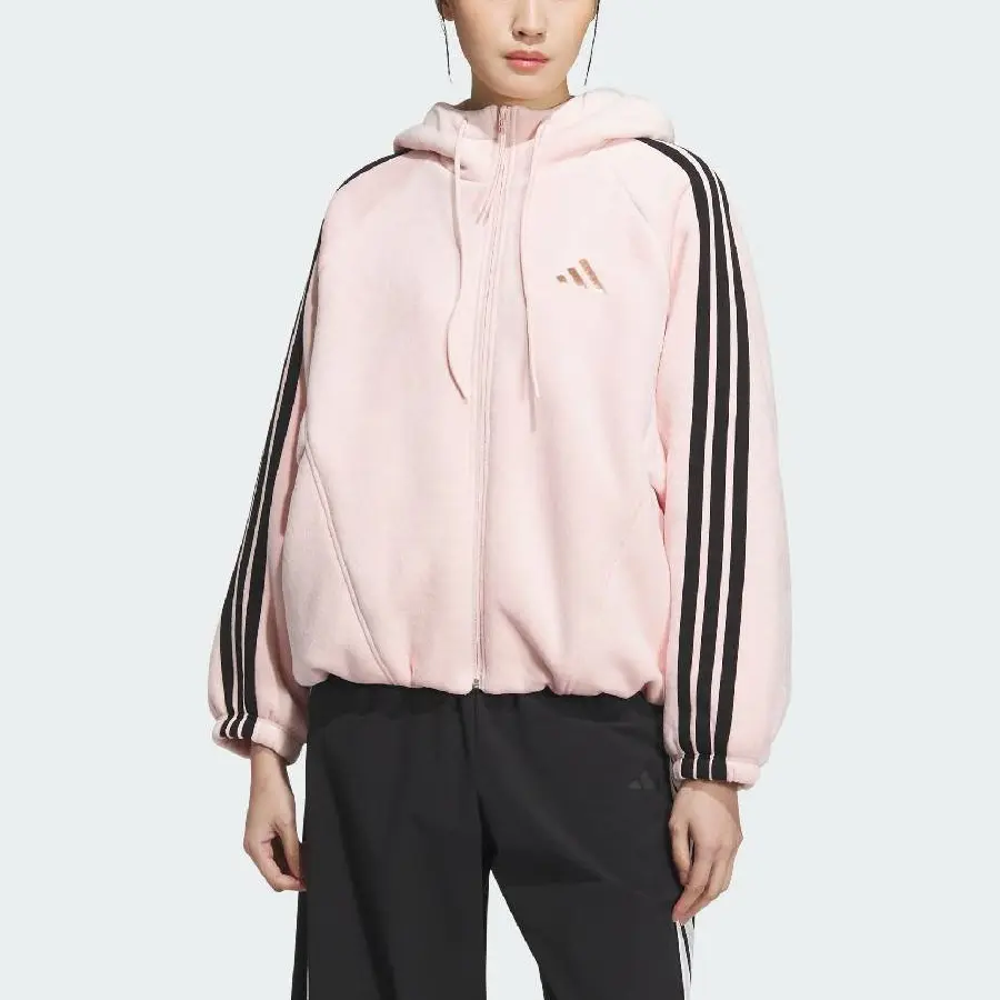 Adidas Вельветовая утепленная куртка, Light Pink/Black — фото 3