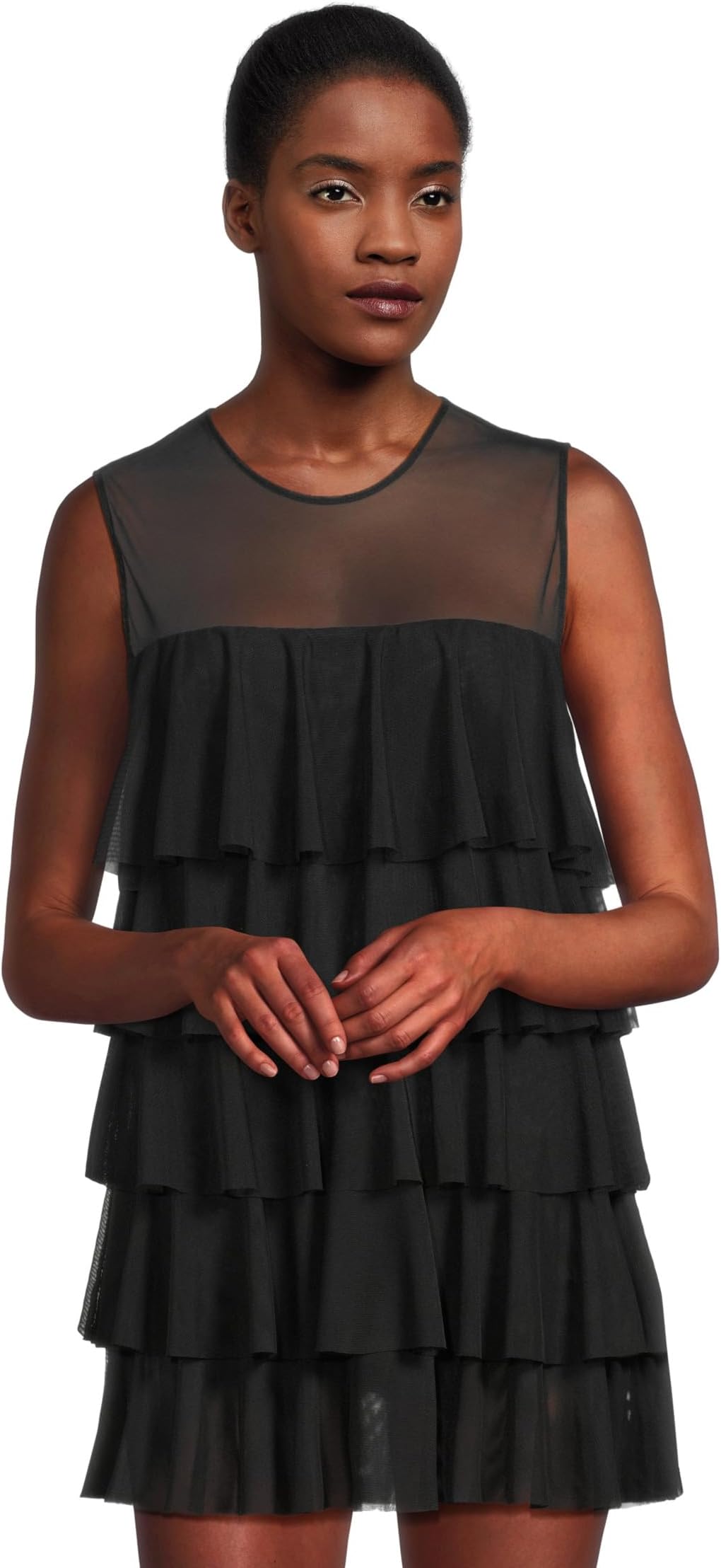 

Платье Norma Kamali Sleeveless Tiered Ruffle Pickleball Dress, черный
