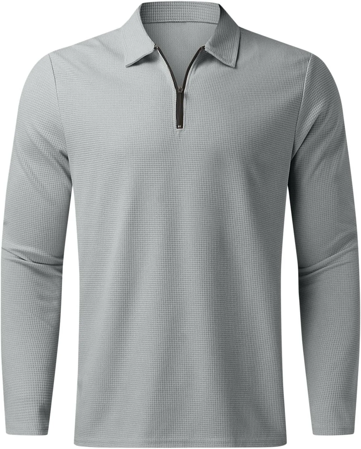 Мужская футболка с длинным рукавом и воротником-стойкой, Slim Fit, для офиса и гольфа — фото 3