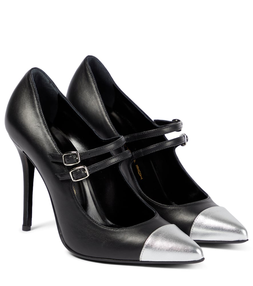 Кожаные лоферы Alessandra Rich, Black-Silver