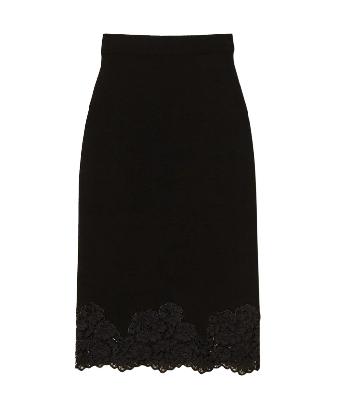

Черная вязаная юбка с кружевом Twinset, черный