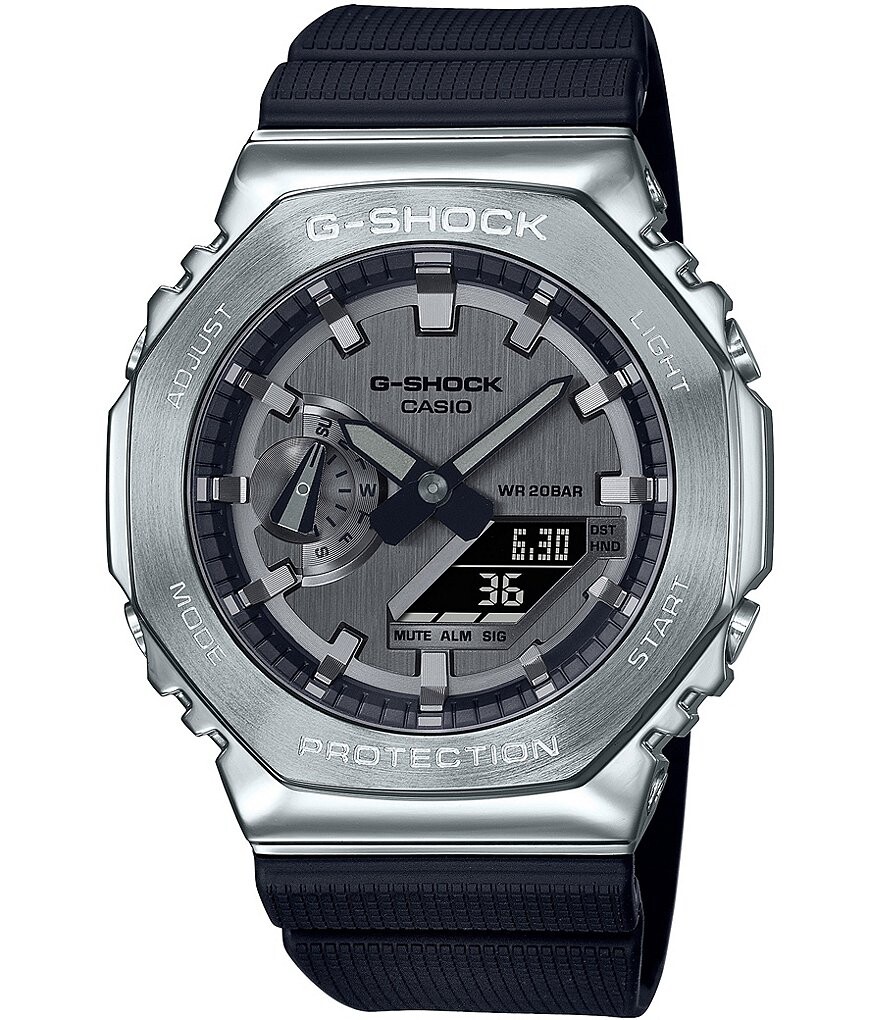

Мужские противоударные часы G-Shock Ana Digi с черным полимерным ремешком, черный