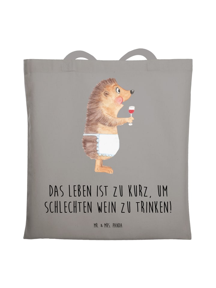 

Mr. & Mrs. Panda Винная сумка с изображением ежика и надписью, светло-серый цвет