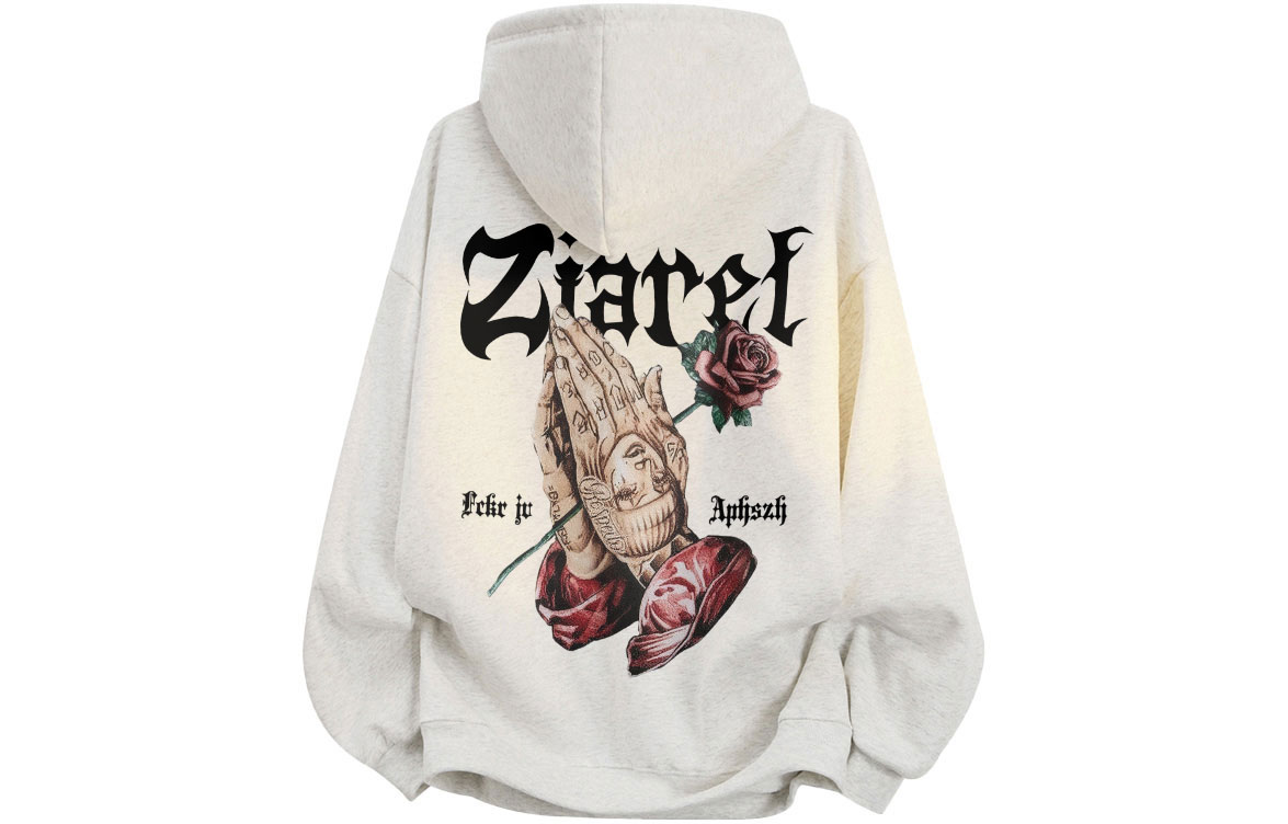 

Толстовка Unisex Hooded Moderate Heavyweight ZIAREL, белый heather серый