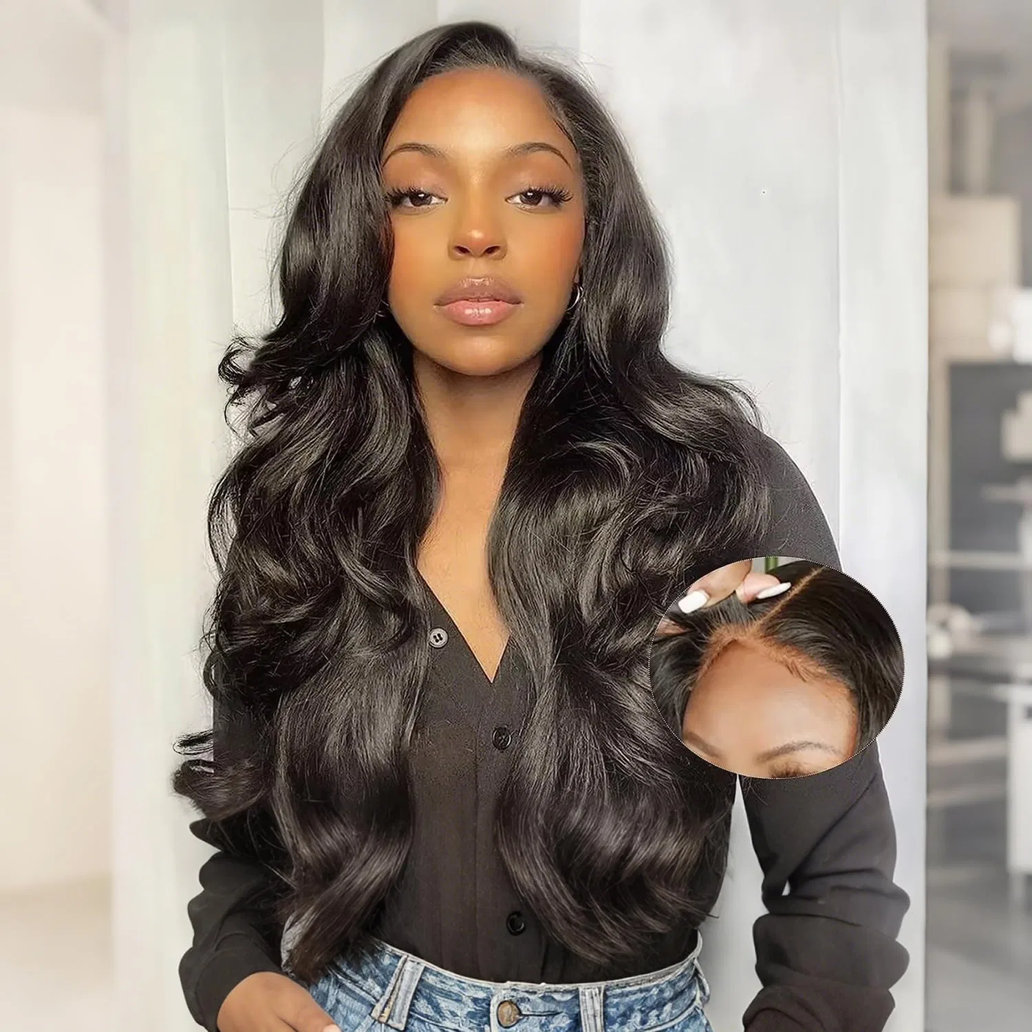 Синтетический парик «Body Wave» с HD-кружевом от Joedir Joedir, Black