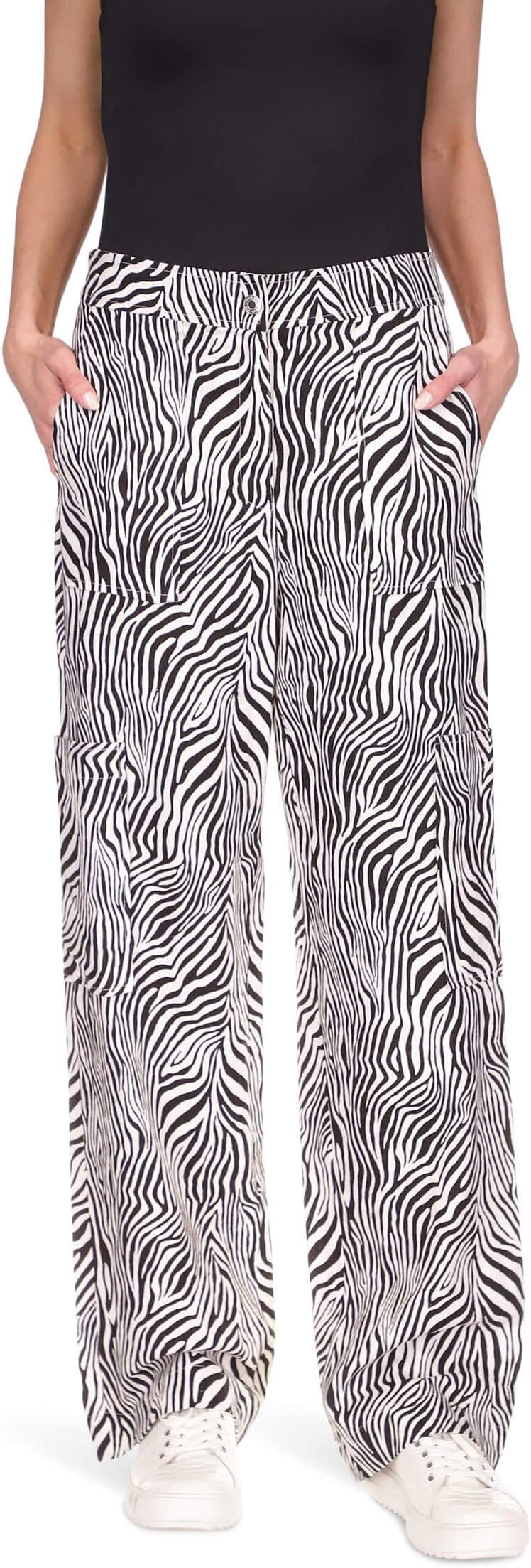 

Брюки MICHAEL Michael Kors Zebra Linen Cargo Pants, черный