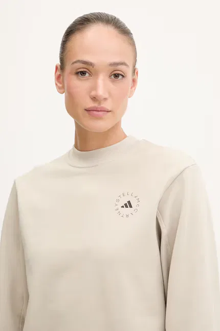 Худи женское из натурального хлопка Adidas by Stella McCartney, бежевый — фото 4