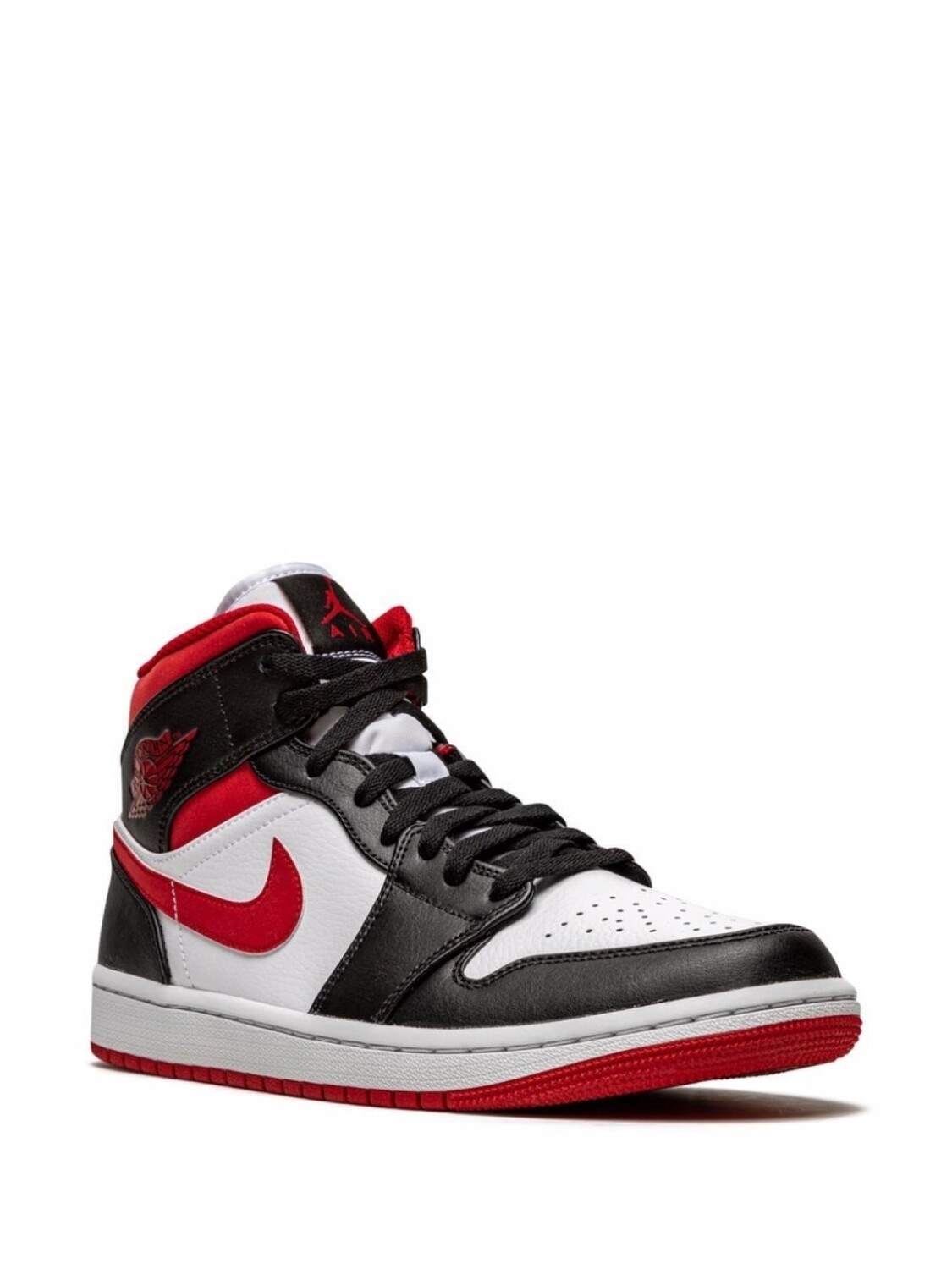Кроссовки Jordan Air Jordan 1 Mid Nike Swoosh, белый/красный/черный — фото 2