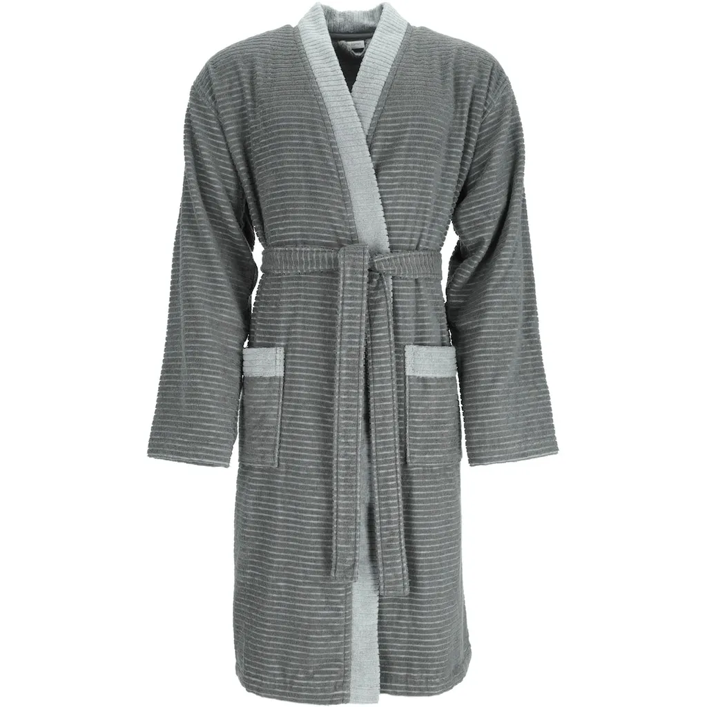 

Мужской халат Double Stripe, идеален для сауны и спа, гостиничный халат, утренний халат 1 шт., кимоно-халат с двусторонней отделкой Esprit, антрацит