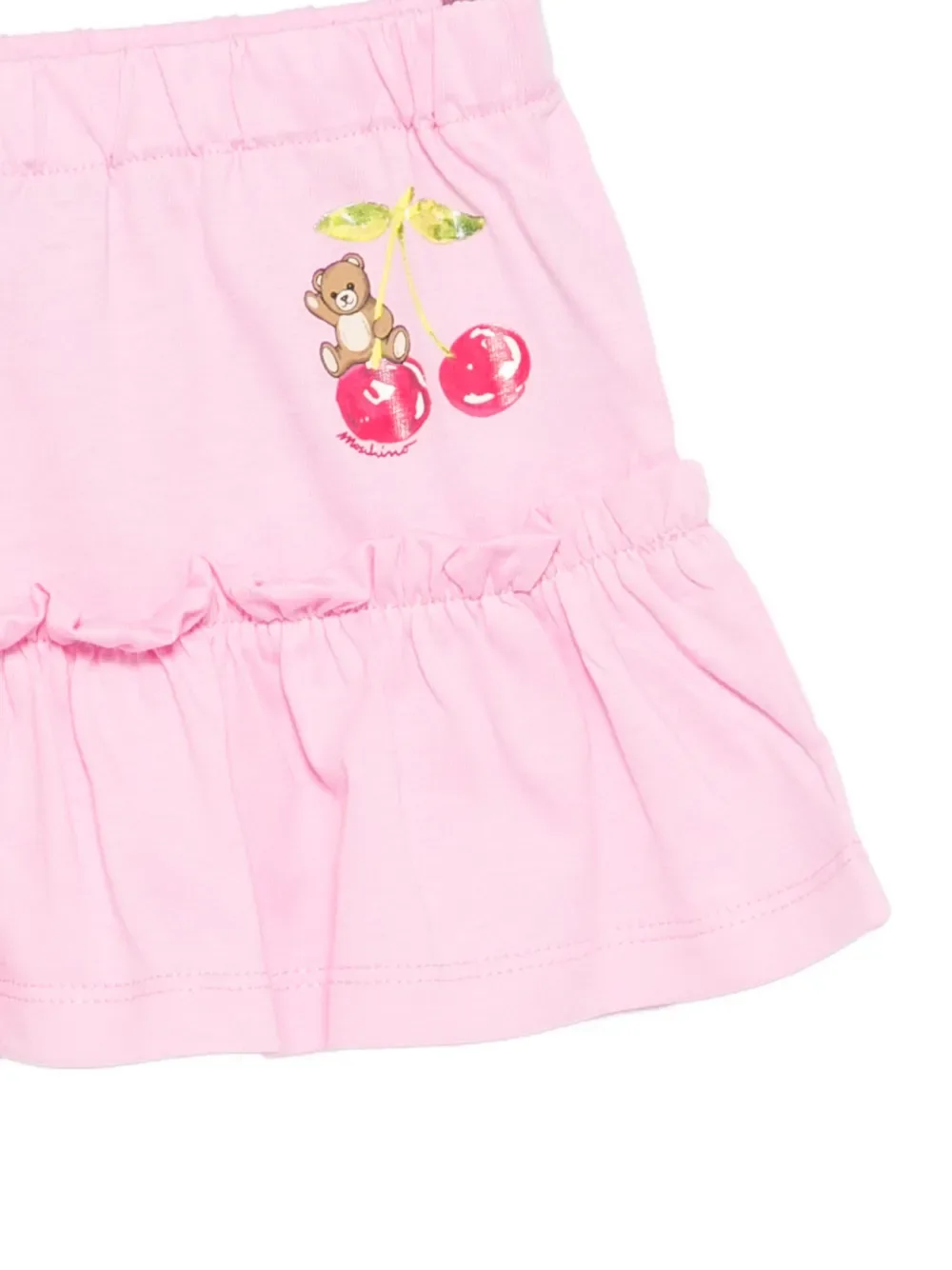 Юбка с вишневым принтом и оборками Moschino Kids, розовый — фото 3