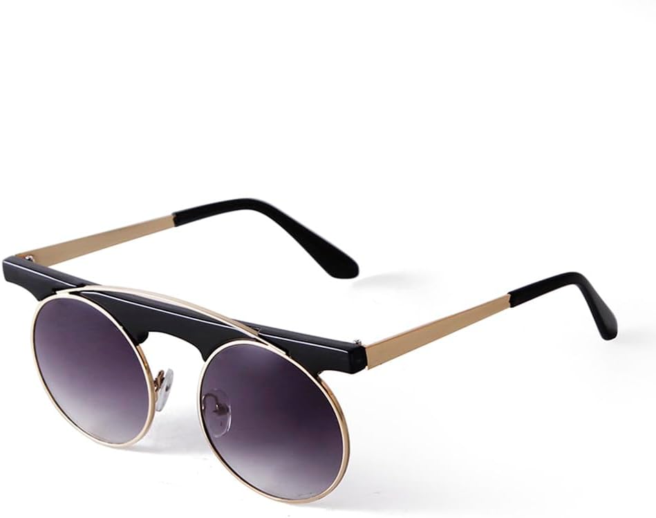 

Ретро-солнцезащитные очки в маленькой круглой оправе для женщин, модные, забавные, в стиле хип-хоп, коричневые зеркальные, цельнометаллические, SUN4507 Generic, C1 Black