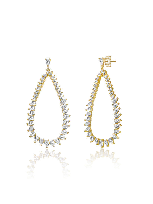 

Серьги-кольца с каплевидным вырезом, покрытые 14-каратным золотом и прозрачными кубическими цирконами Rachel Glauber, золотой