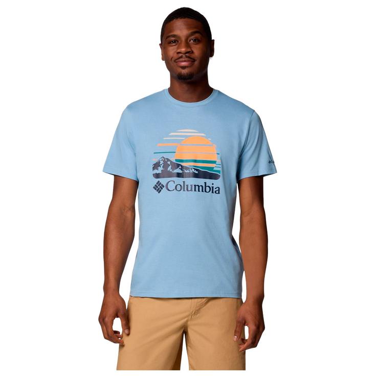 

Футболка для пешего туризма с рисунком тропы и озера II, синяя рябь, мирная перспектива - м Columbia