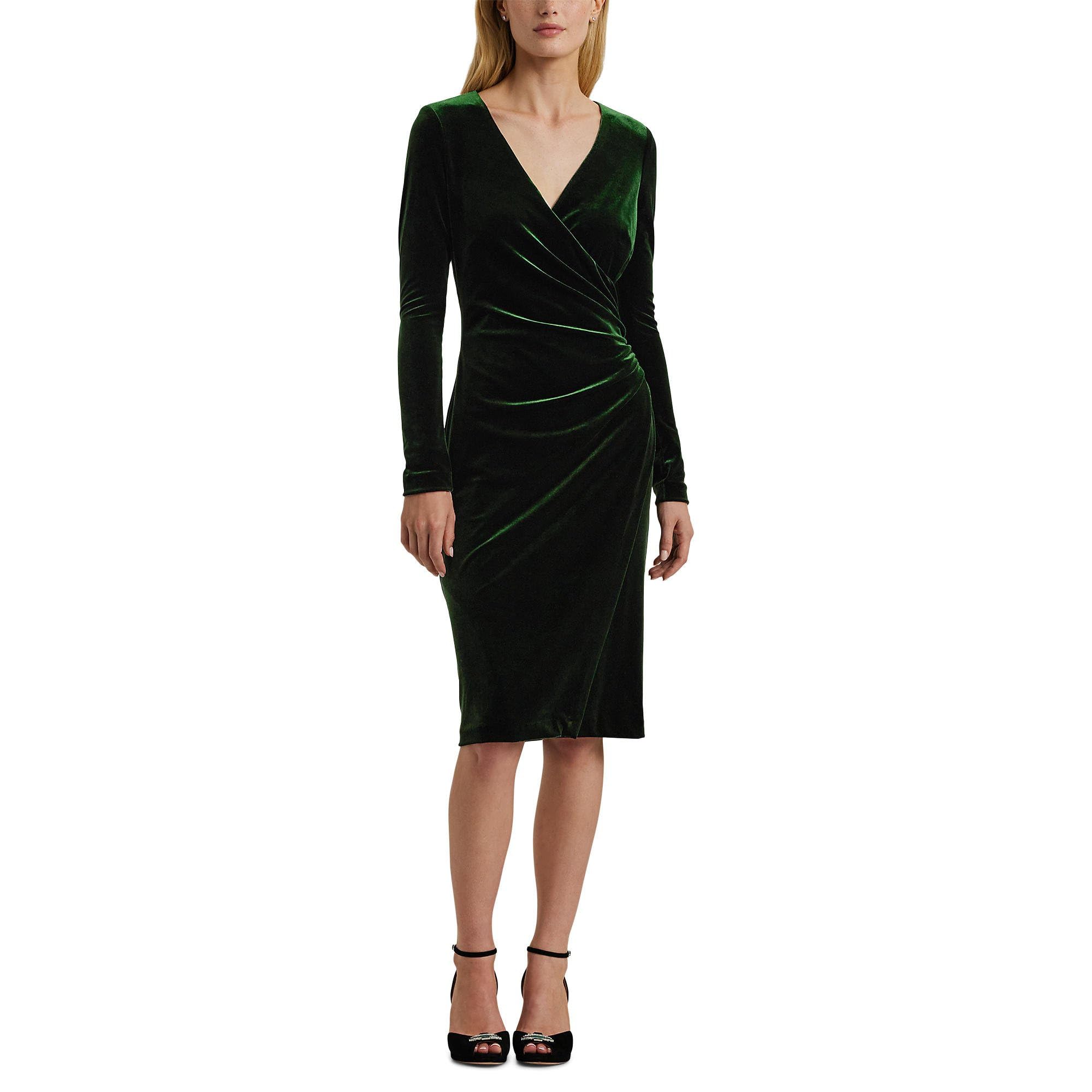 

Платье Lauren Ralph Lauren Stretch Velvet Surplice Dress, Emerald Green Velvet