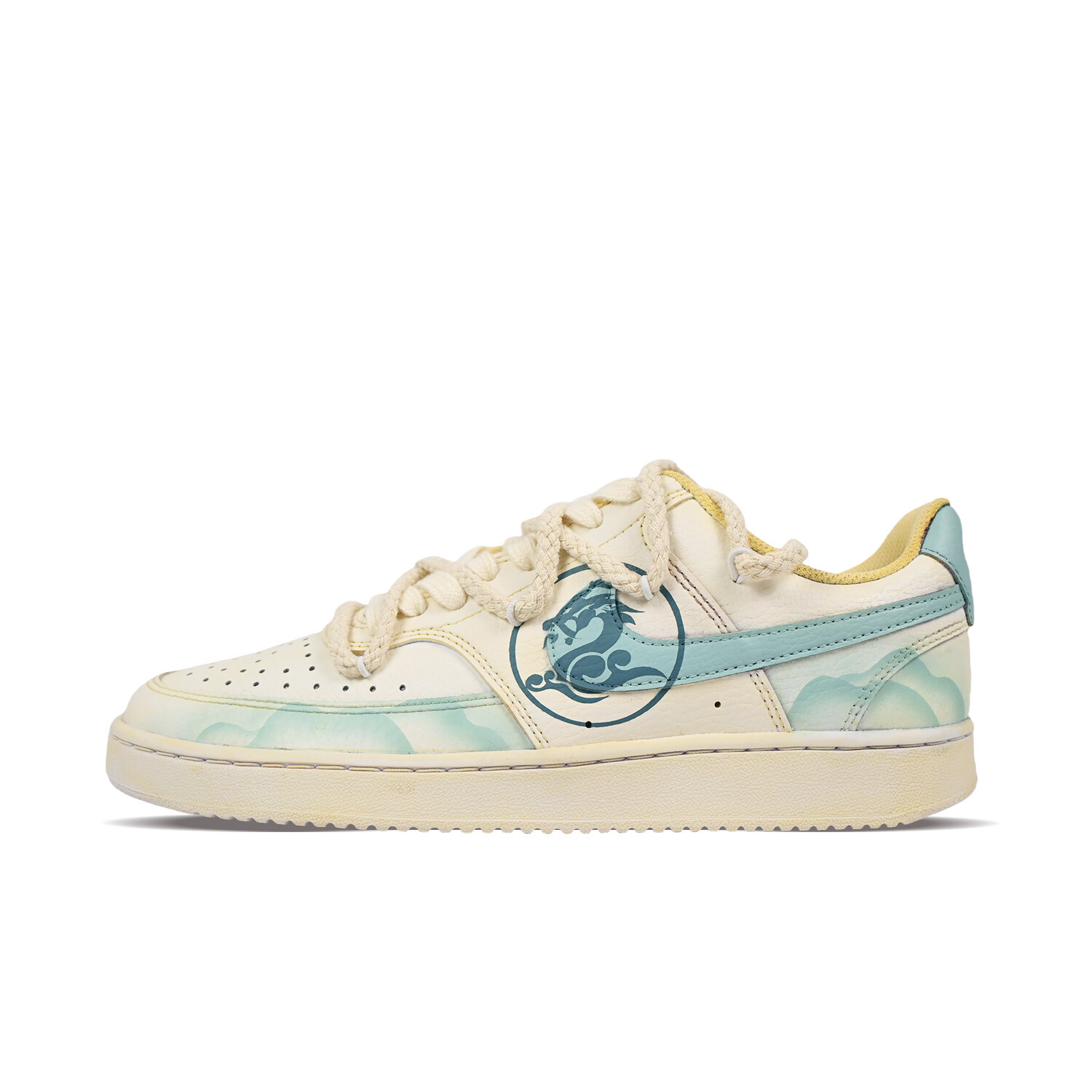

Кроссовки Nike Court Vision 1 Skateboarding Shoes Men Low-top Beige/cyan, цвет Off White