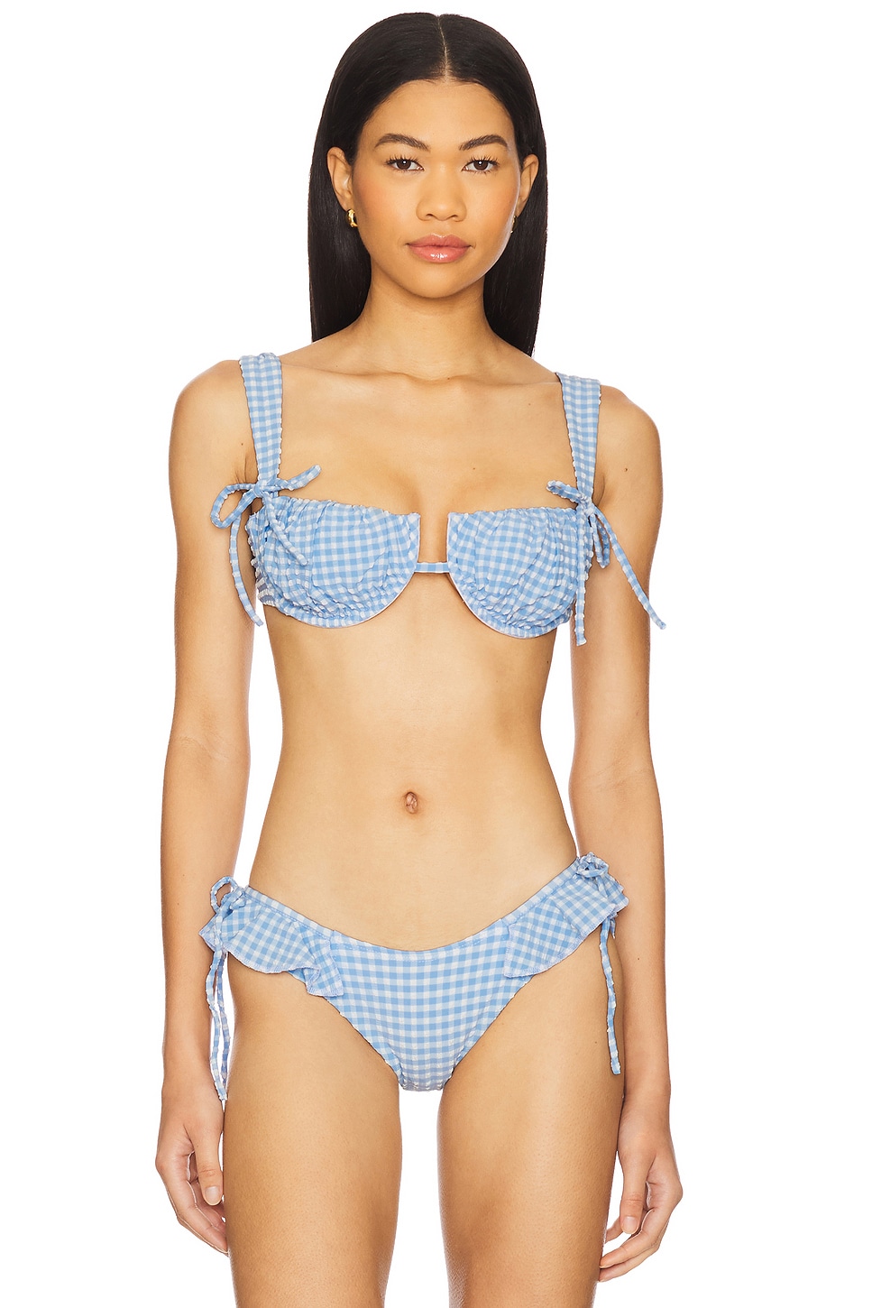 

Бикини топ "Petal" Montce Swim, peri micro gingham