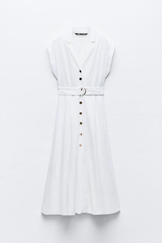 

Платье-рубашка Zara With Belt, белый