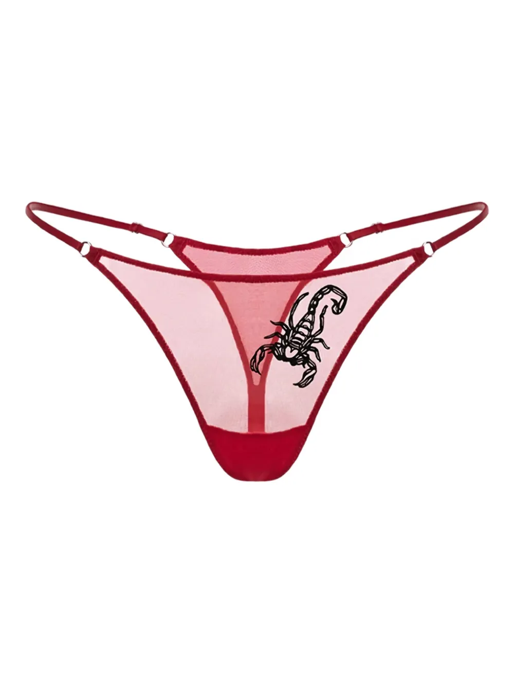 

Полупрозрачные трусы-стринги с вышивкой Zhilyova, красный
