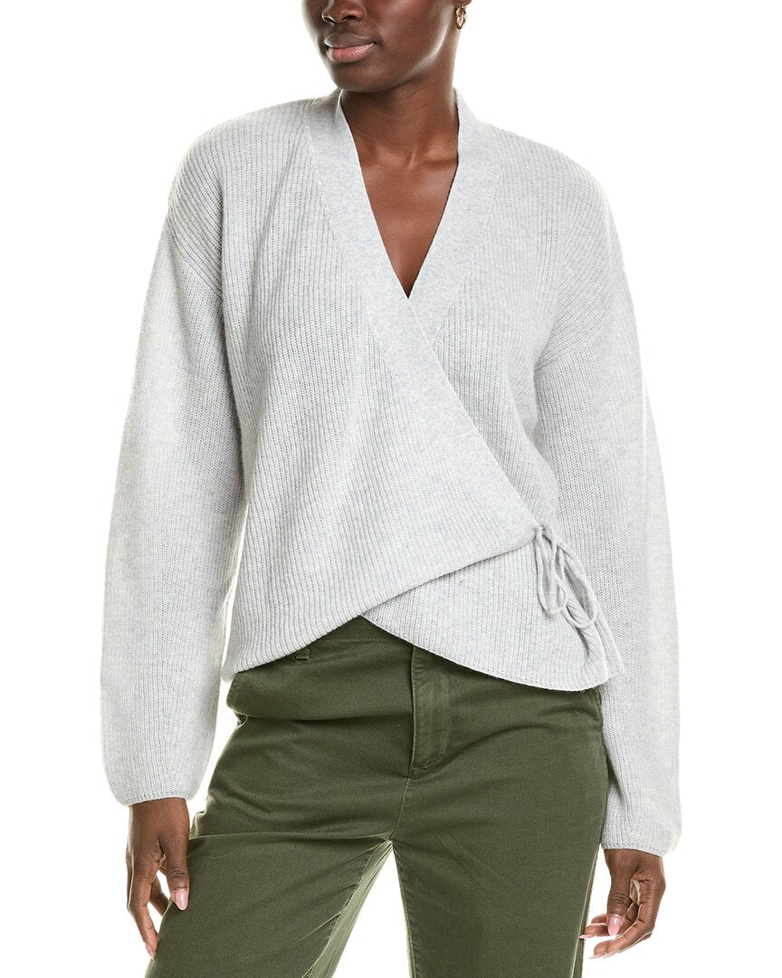 

Кардиган Brodie Cashmere Wool & Cashmere-Blend с запахом в рубчик, серый