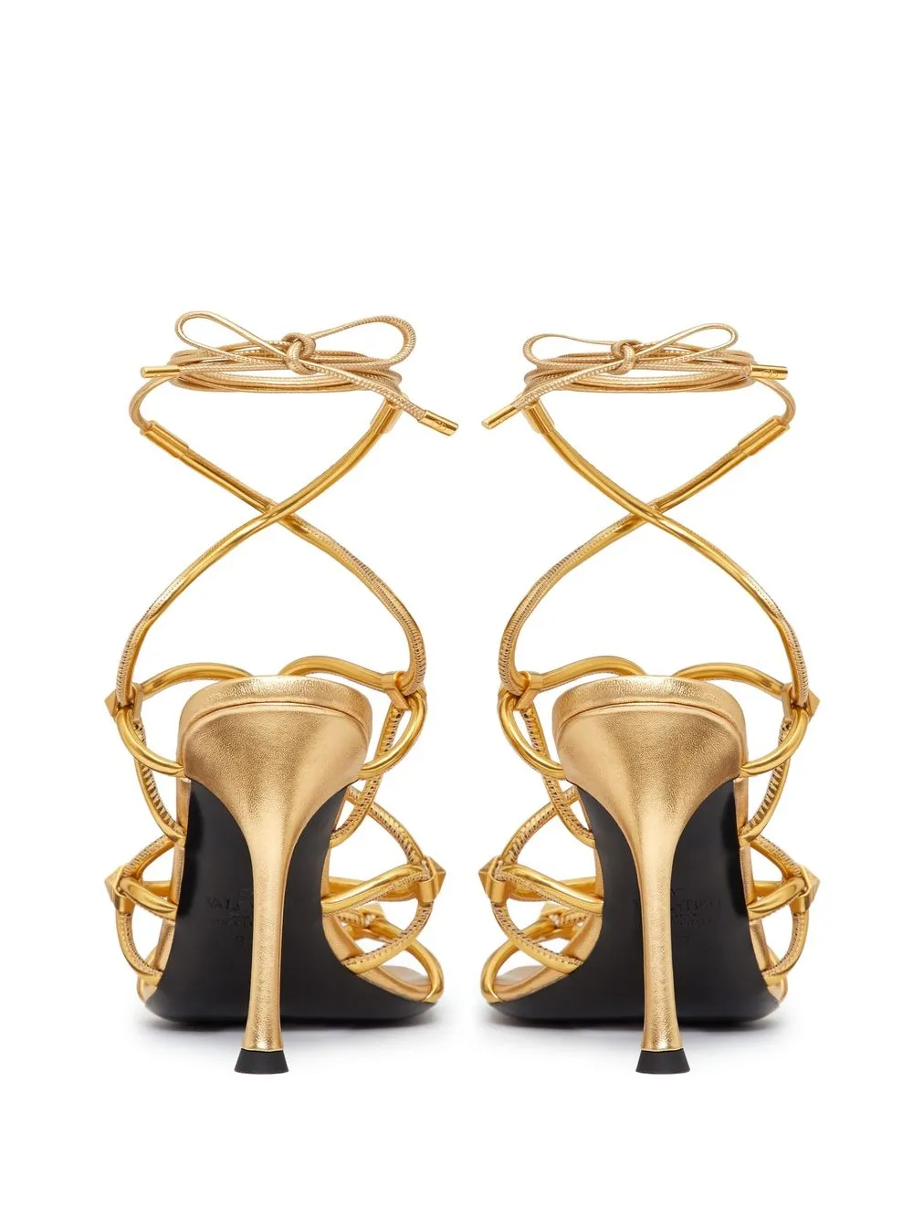 Сандалии Rockstud Net со шнуровкой VALENTINO GARAVANI, золотой — фото 3