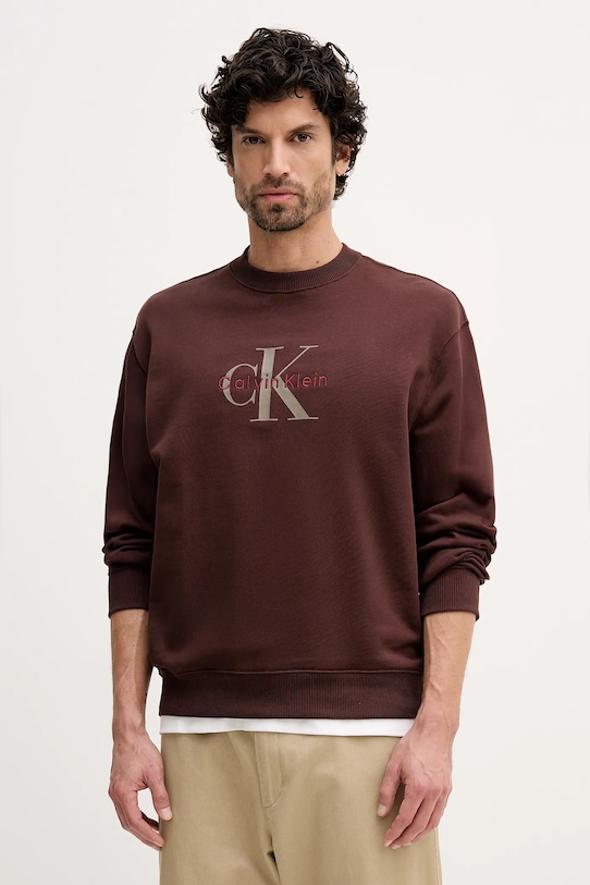 

Хлопковая толстовка Calvin Klein Jeans, коричневый