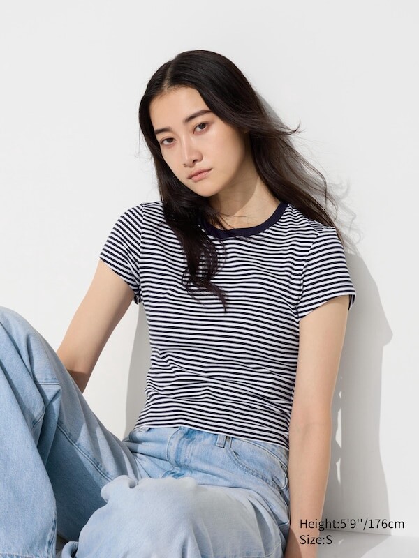

Мини-Футболка в полоску Uniqlo, синий