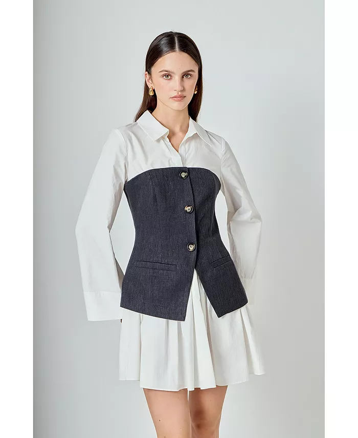 

Женское мини-платье из смесовой ткани твид поплин Endless Rose, черный