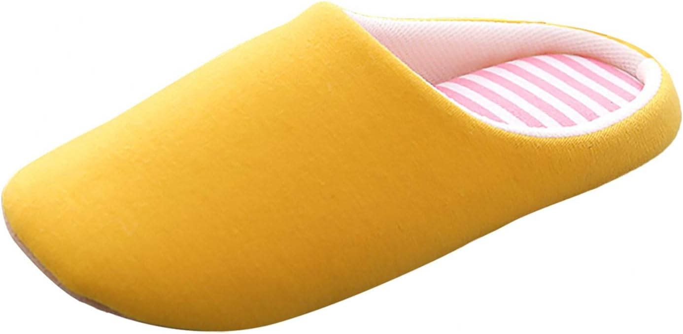 

Тапочки Aniywn для мужчин и женщин с эффектом памяти, удобные тапочки из хлопковой смеси с закрытым носком, домашние тапочки на выход, желтый