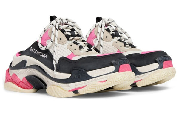 Тапочки triple s mules 'white pink and black double foam and mesh' Balenciaga, белый — фото 3