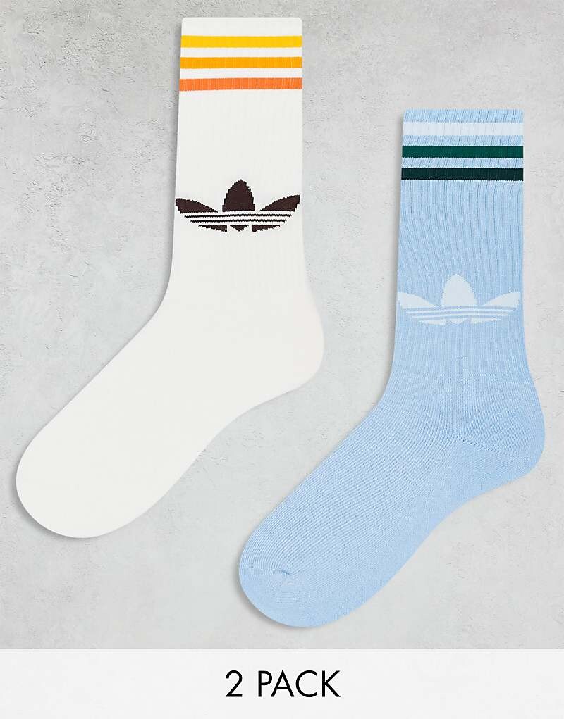 

adidas Originals– Комплект из 2 гольфов синего/кремового цветаs в стиле 80-х