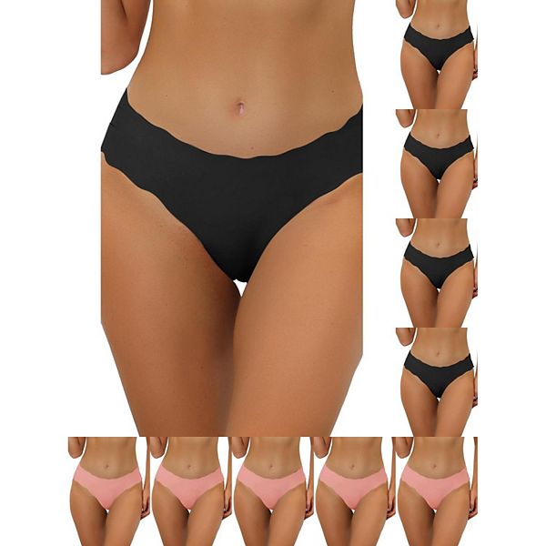 

10 пар бесшовных трусов для женщин no show stretch solid invisible brief Inspire Chic, Black Mid Pink