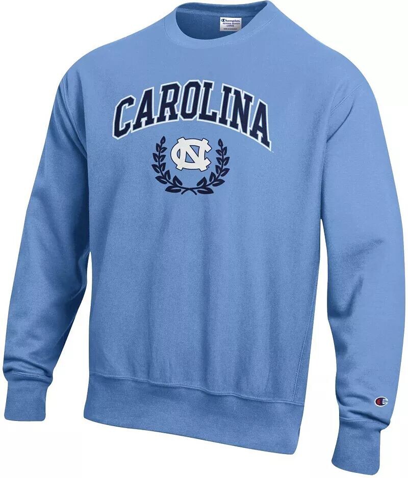 

Мужской свитшот с круглым вырезом Champion North Carolina Tar Heels Carolina синий с обратным плетением