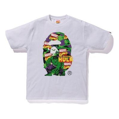 

Футболка BAPE Marvel Crossover Green Printing Short Sleeve Unisex White, белый